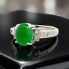Fine Jade and Diamond Platinum Ring