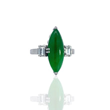  Marquis Jade Diamond and Platinum Ring