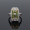 Vintage Emerald & Diamond 18K White & Yellow Gold Ring