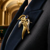 Designer Kazuo Ogana Diamond and Tanzanite Platinum and 18kt Yellow Gold Violin Pendant/Brooch