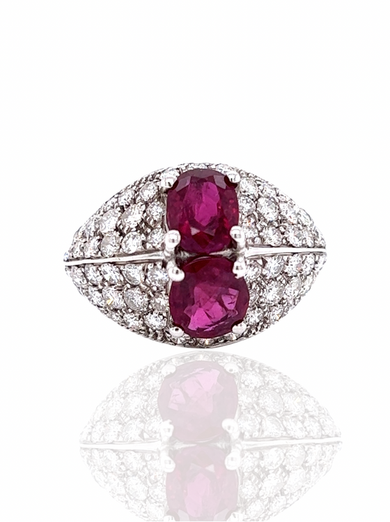 Ruby and Diamond 18K White Gold Ring