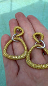 Designer AKMS 6.91cttw Natural Fancy Vivid Yellow Diamond and 18k White & Yellow Gold Dangle Earring