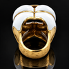 Estate David Webb White Enamel 18K Yellow Gold Bold Ring
