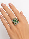 Vintage Emerald & Diamond 18K White & Yellow Gold Ring