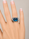 Modern Italian Onyx, Blue Topaz and Diamond 18kt White Gold Ring