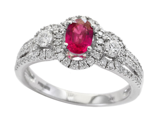 Effy Ruby, Diamond and 18K White Gold Ring