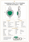 Contemporary Designer A.V. 3.34ct Colombian Emerald & Diamond 14K White Gold Pendant