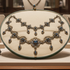 Victorian Harvey & Core Sapphire & Rose Cut Diamond Silver/14K Gold Necklace with Original Fitted Box