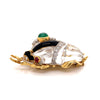 David Webb Rock Crystal, Diamond, Emerald, Ruby and Onyx Platinum and 18K Yellow Gold Beetle Brooch