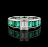 Estate Designer Emerald & Diamond 18KT White Gold Ring
