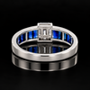 Estate Designer Fine Sapphire & Diamond 18KT White Gold Ring
