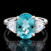 Estate 3.84ct. Paraiba Tourmaline & .93cttw. Shield Cut Diamond Platinum Ring (GIA)