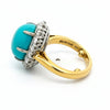 Rare No Treatment/ Natural Turquoise Cabochon and Diamond 18Kt Yellow Gold and Platinum Ring (GIA)