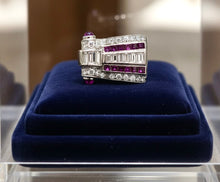  Art Deco Diamond and Ruby Platinum Ring