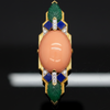 David Webb Coral, Emerald, Diamond and Lapis Lazuli Brooch