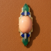David Webb Coral, Emerald, Diamond and Lapis Lazuli Brooch