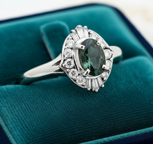  Natural Color Change Alexandrite and Diamond Platinum Ring