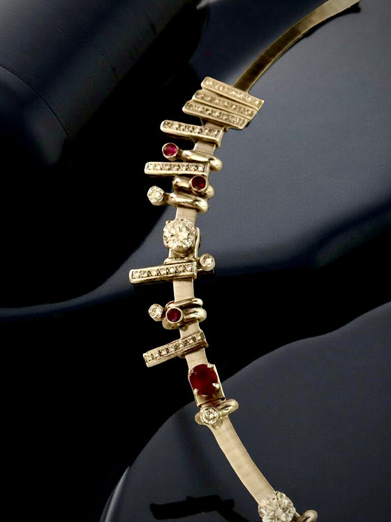 Designer Diamond and Ruby 14K White Gold Slide Necklace