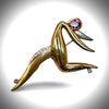 Designer Kazuo Ogana Diamond and Kunzite Platinum and 18kt Yellow Gold Ballet Dancer Pendant/Brooch