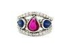 Blue Sapphire Ruby Platinum Diamond Ring
