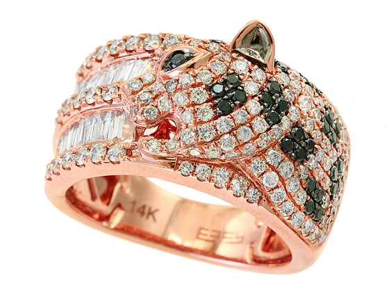 Black and White Diamond 14K Rose Gold Panther Ring