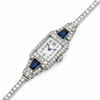 Art Deco Diamond and Burma Sapphire Platinum Watch