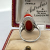 Art Deco Hand Carved Coral and Diamond Platinum Ring