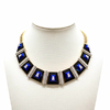 Custom Diamond Onyx Lapis 18K Yellow Gold and Platinum Necklace