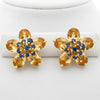 Italian Citrine, Sapphire Floral 18Kt Yellow Gold Earring