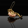 Circa 1960's Italian Angel Skin Coral and Diamond 18kt. Yellow Gold Brooch
