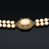 Circa 1960's Italian Angel Skin Coral and Turquoise 14kt. Yellow Gold Necklace