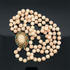 Circa 1960's Italian Angel Skin Coral and Turquoise 14kt. Yellow Gold Necklace
