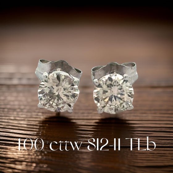 Diamond Dealer Retirement Event Champagne 1.00 cttw Round Brilliant Cut Diamond Stud Earrings 15589