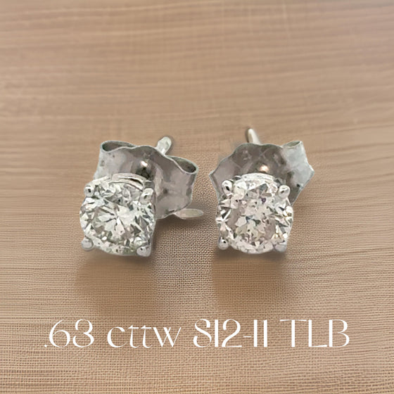 Diamond Dealer Retirement Event Champagne 0.63 cttw Round Brilliant Cut Diamond Stud Earrings 15578