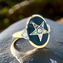  Eastern Star  .10 cttw Diamond Onyx Ring 13895
