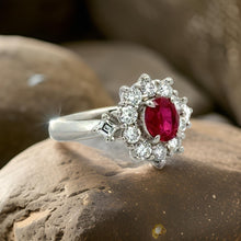  Estate Ruby Oval 1.06ct Diamond 0.89cttw Platinum Ring 15268