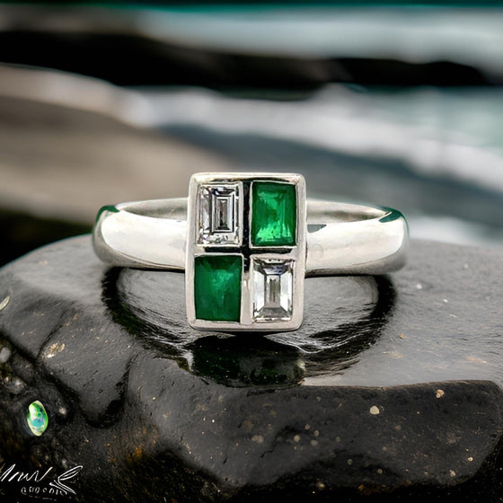 Estate Emerald and Diamond Ring 15273