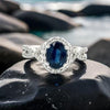 HMA Creations 1.62 carat Sapphire and Diamond 14K White Gold Halo Ring