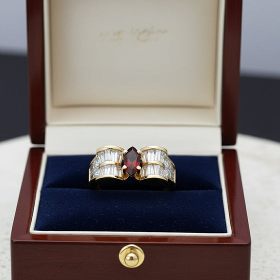 Designer EMJ Garnet and Diamond Ring 14873
