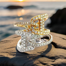  Fashionista Diamond and 18K White and Yellow Gold Statement Ring