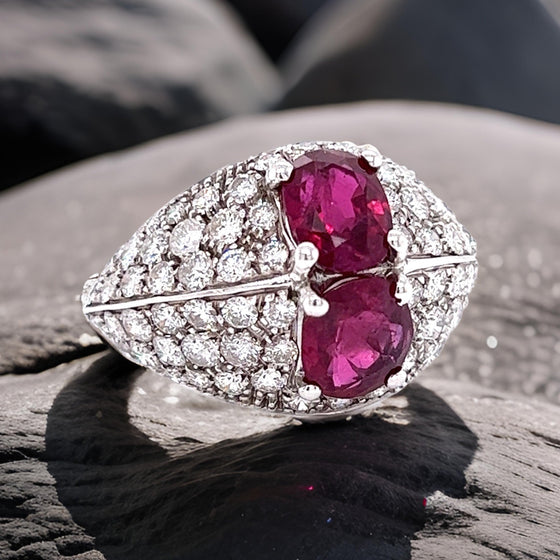 Ruby and Diamond 18K White Gold Ring