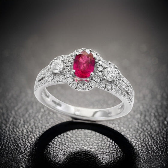 Effy Ruby, Diamond and 18K White Gold Ring