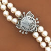 Vintage 1940's 7.5mm Japanese Akoya Cultured Pearl and Diamond 14K White Gold Necklace