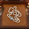 Vintage 1940's 7.5mm Japanese Akoya Cultured Pearl and Diamond 14K White Gold Necklace