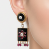 Vintage Diamond Ruby and Onyx Custom Made 14K Yellow/White Gold Earring