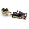 Vintage Diamond Ruby and Onyx Custom Made 14K Yellow/White Gold Earring