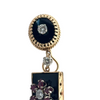 Vintage Diamond Ruby and Onyx Custom Made 14K Yellow/White Gold Earring