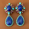 Vintage 1960's Lapis, Turquoise, Diamond, Ruby 14K Yellow/White Gold Detachable Dangle Earrings