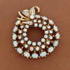 Vintage Opal and Diamond Wreath 14K Yellow Gold Pendant/Brooch