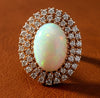 Vintage 1980's Opal and Diamond 14K Yellow Gold Ring